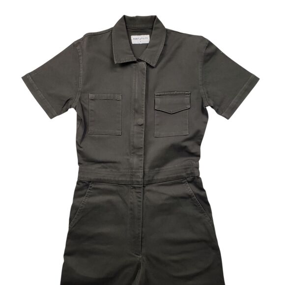 Rivet Utility Worker Jumpsuit Womens Small Green Short Sleeve Stretch Coveralls - Picture 10 of 12